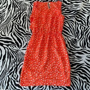 Julian Taylor 🍊 bright orange and white polka dots ruffled womens dress size 6